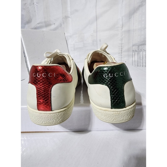 Gucci Leather Ace Web Low Top Sneakers White Size 41 - Picture 12 of 16